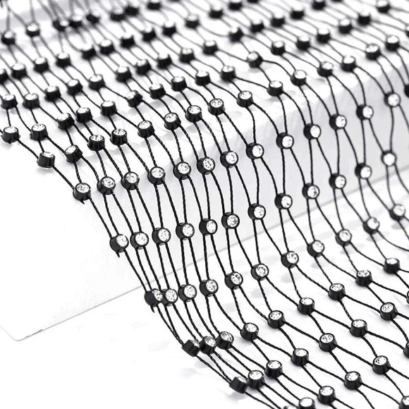 WOMEN Black Mesh Headband Glitter Crystal  Hairband Body Jewelry Accessory - Picture 3 of 7